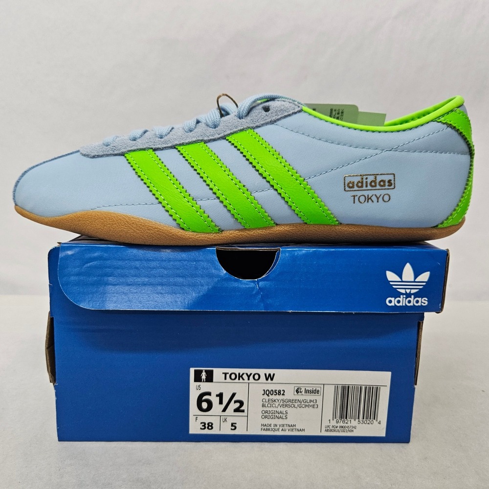 Adidas Tokyo Retro Sneakers JQ0582‎ Clear Sky Solar Green Gum Women's Size 6.5